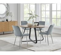 FurnitureboxUK Santorini Brown Round Dining Table & 4/6 Pesaro Silver Leg Chairs in Grey FurnitureboxUK Grey