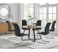 Furnitureboxuk Santorini Brown Round Dining Table And 4/6 Murano Chairs In Black Black One Size