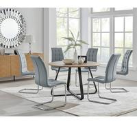 FurnitureboxUK Santorini Brown Round Dining Table & 4/6 Murano Chairs in Grey FurnitureboxUK Grey