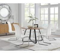 FurnitureboxUK Santorini Brown Round Dining Table & 4/6 Murano Chairs in Off-White FurnitureboxUK Off-White