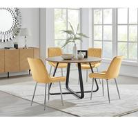 Santorini Brown Round Dining Table And 4/6 Pesaro Silver Leg Chairs FurnitureboxUK Mustard One Size