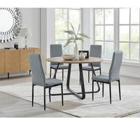 Furnitureboxuk Santorini Brown Round Dining Table And 4 Milan Black Leg Chairs In Grey Grey One Size