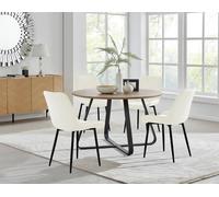 Furnitureboxuk Santorini Brown Round Dining Table And 4 Pesaro Black Leg Chairs In Cream Cream