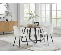 Furnitureboxuk Santorini Brown Round Table & 4 Corona Black Leg Chairs In Off White Off White One Size
