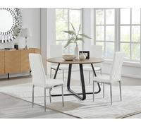 Furnitureboxuk Santorini Brown Wood Contemporary Round Dining Table And 4 Milan Chairs Set In Off White Off White One Size