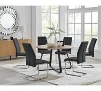 Furnitureboxuk Santorini Brown Wood Effect Dining Table & 6 Black Lorenzo Chairs Black One Size