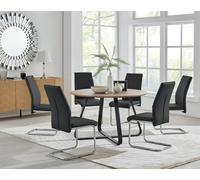 FurnitureboxUK Santorini Brown Wood Effect Dining Table & 6 Black Lorenzo Chairs FurnitureboxUK Black