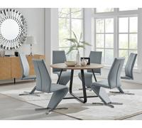 Furnitureboxuk Santorini Brown Wood Effect Dining Table & 6 Willow Chairs In Grey Grey One Size