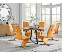 FurnitureboxUK Santorini Brown Wood Effect Dining Table & 6 Willow Chairs in Mustard FurnitureboxUK Mustard