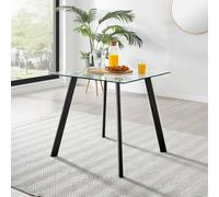 Furnitureboxuk Seattle 80Cm 4-Seater Square Space Saving Glass Dining Table With Metal Legs In Black Black