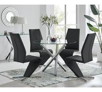 Selina Round Dining Table With Two Willow Chairs - Black