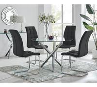 Selina Round Dining Table With Four Murano Chairs - Black