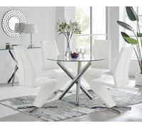 Selina Round Dining Table With Two Willow Chairs - White