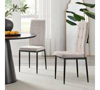 Furnitureboxuk Set 2 Paloma Modern Fabric Dining Chairs On Black Legs In Cream Cream One Size