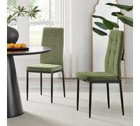 Furnitureboxuk Set 2 Paloma Modern Fabric Dining Chairs On Black Legs In Green Green One Size