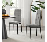 Furnitureboxuk Set 2 Paloma Modern Fabric Dining Chairs On Black Legs In Grey Grey One Size