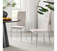 Furnitureboxuk Set 2 Paloma Modern Fabric Dining Chairs On Silver Legs In Cream Cream One Size
