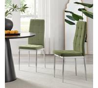 Furnitureboxuk Set 2 Paloma Modern Fabric Dining Chairs On Silver Legs In Green Green One Size
