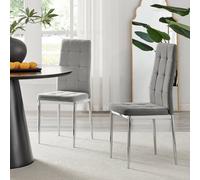 Furnitureboxuk Set 2 Paloma Modern Fabric Dining Chairs On Silver Legs In Grey Grey One Size
