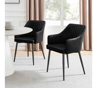 Furnitureboxuk Set Of 2 Calla Faux Leather Dining Chairs With Black Metal Legs Black