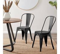 Furnitureboxuk Set Of 2 Colton Industrial Steel Stackable Tolix Style Dining Chairs In Black Black One Size