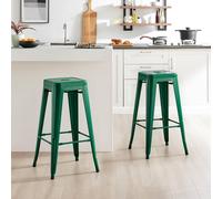 FurnitureboxUK Set of 2 Colton 'Tolix' Style Metal Stackable Retro Industrial Bar Stools in Green FurnitureboxUK Green