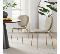 Furnitureboxuk Set Of 2 Ivy Modern Velvet Dining Chairs On Gold Legs - Vintage Retro Nod In Taupe Taupe One Size
