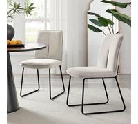 2x Halle Upholstered Fabric Black Leg Modern Kitchen Dining Accent Chairs - Taupe