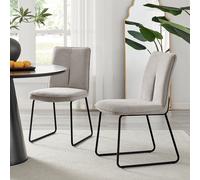 2x Halle Upholstered Fabric Black Leg Modern Kitchen Dining Accent Chairs - Silver