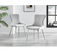 Furnitureboxuk Set Of 2 Nora Deep Padded Luxurious Dining Chairs Upholstered In Soft Velvet With Chrome Legs In Light Grey Light Grey One Size