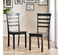 Furniturebox Uk Set Of 2 Whitby Black Painted Solid Wood Dining Chairs
