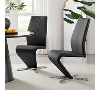 Modern Dining Chairs - Willow Faux Leather Kitchen Dining Chairs x2 - Black