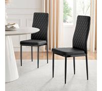 Furnitureboxuk Set Of 4 Milan High Back Soft Touch Diamond Pattern Faux Leather Dining Chairs With Black Powder Coated Metal Legs Black One Size