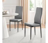 Furnitureboxuk Set Of 6 Milan High Back Soft Touch Diamond Pattern Faux Leather Dining Chairs With Black Powder Coated Metal Legs In Grey Grey One Size