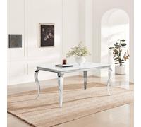 FurnitureboxUK Skye Rectangular White Marble Glass & Metal 6 Seater Dining Table FurnitureboxUK White