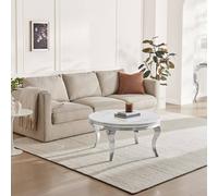 FurnitureboxUK Skye Round White Marble Glass & Metal Coffee Table FurnitureboxUK White