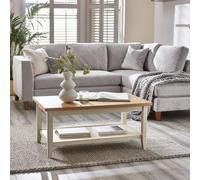 Furnitureboxuk Solid Wood Coffee Table - Eden Wooden Coffee Table - Pale Oak Stain Tabletop Cream Legs - Bright Modern Take On Classic Farmhouse Living Room Furniture - Solid Rubberwood In Light Oak L