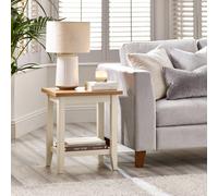 Furnitureboxuk Solid Wood Side Table End Table Bedside Table - Eden Square Wooden Table For Living Rooms Bedrooms - Pale Oak Stain Top Cream Legs - Modern Farmhouse Style Furniture - Solid Rubberwood 