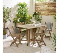 Furniturebox Uk Stowaway Acacia Wood 4 Seat Garden Dining Set With Foldable Table & Chairs