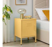 FurnitureboxUK Teksi 1 Door Mustard Yellow Metal Locker Bedside Table FurnitureboxUK Yellow
