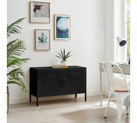 Furnitureboxuk Teksi Modern Metal 2 Door Sideboard In Black Black One Size