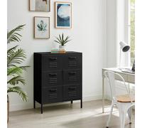 FurnitureboxUK Teksi Modern Metal 6 Drawer Sideboard in Black FurnitureboxUK Black