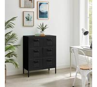 Furnitureboxuk Teksi Modern Metal 6 Drawer Sideboard In Black Black One Size