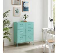 Furnitureboxuk Teksi Modern Metal 6 Drawer Sideboard In Blue Blue