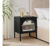 Furnitureboxuk Urbi Metal Bedside Cabinet With Shelf In Black Black