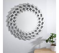 Furnitureboxuk Venetian Medium 80Cm Round Silver Patterned Mirrored Frame Hallway Bedroom Dining And Living Room Wall Mirror Silver One Size