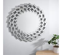 FurnitureboxUK Venetian Medium 80cm Round Silver Patterned Mirrored Frame Hallway Bedroom Dining & Living Room Wall Mirror FurnitureboxUK Silver