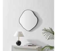 Furnitureboxuk Vita Black Metal Small 60X60Cm Pebble Shape Wall Mirror Black