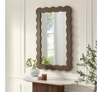 Furnitureboxuk Wiggle Walnut Wood Long Rectangle 120X80Cm Wall Mirror Walnut One Size
