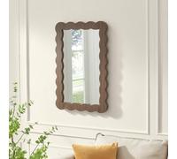FurnitureboxUK Wiggle Walnut Wood Medium Rectangle 90x60cm Wall Mirror | Size: 90x60 cm FurnitureboxUK Walnut 90x60 cm